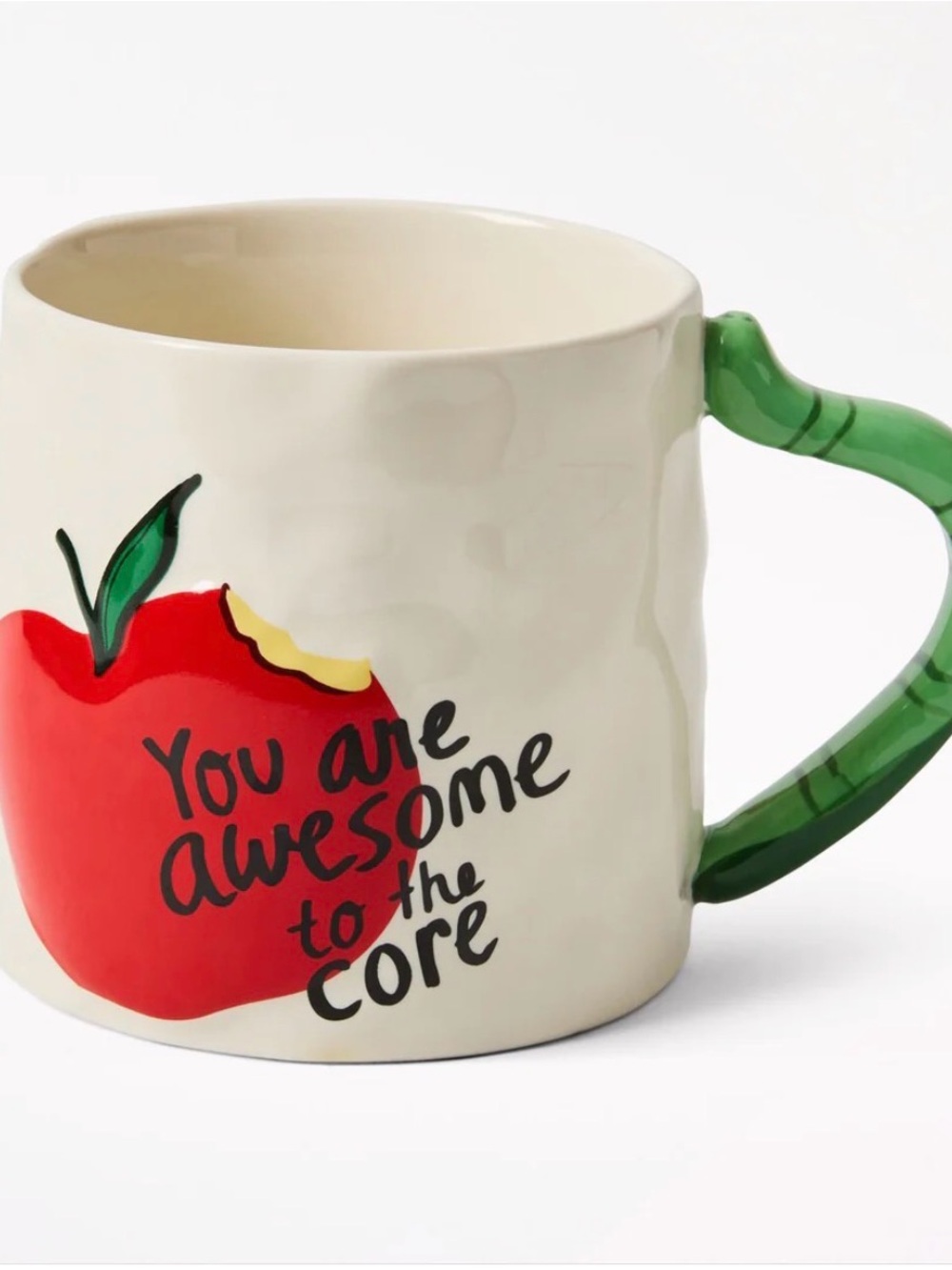 Indigo Ceramic Apple Mug in Cream, Red and Green